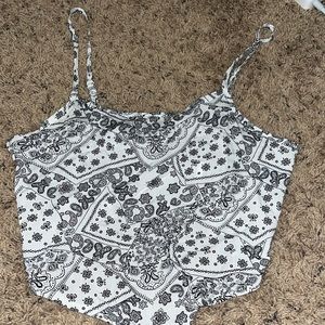 Shein black and white bandana top